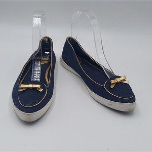 Tory Burch Navy and Gold Flats